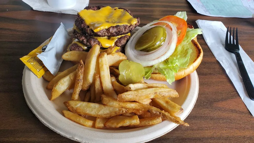 Triple Smash Burger with All the Fixins and Fries
